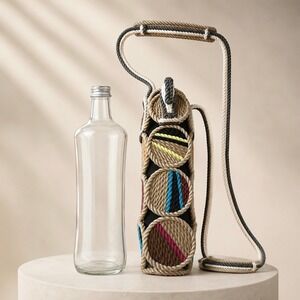 Nomadic State‎ Of Mind Rope Bottle Holder Crossbody Wine Water Carrier Boho